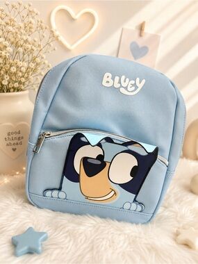 Kids Light Blue Backpack with Character Print
